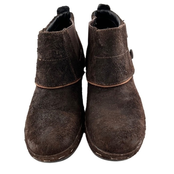 Merrell Luxe Brown Suede Leather Ankle Booties | Double Button Slip-On | Size 9 - Picture 2 of 12
